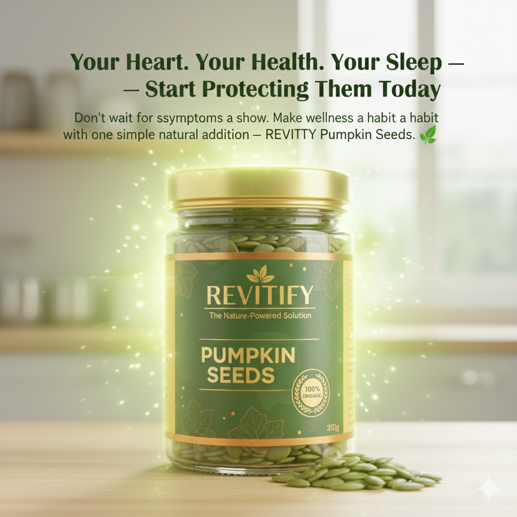 REVITIFY Premium Pumpkin Seeds | Rich in Protein, Magnesium & Zinc | Supports Heart, Sleep & Digestion | Natural Antioxidant Snack for Daily Nutrition & Immunity | Vegan & Gluten-Free (200g)