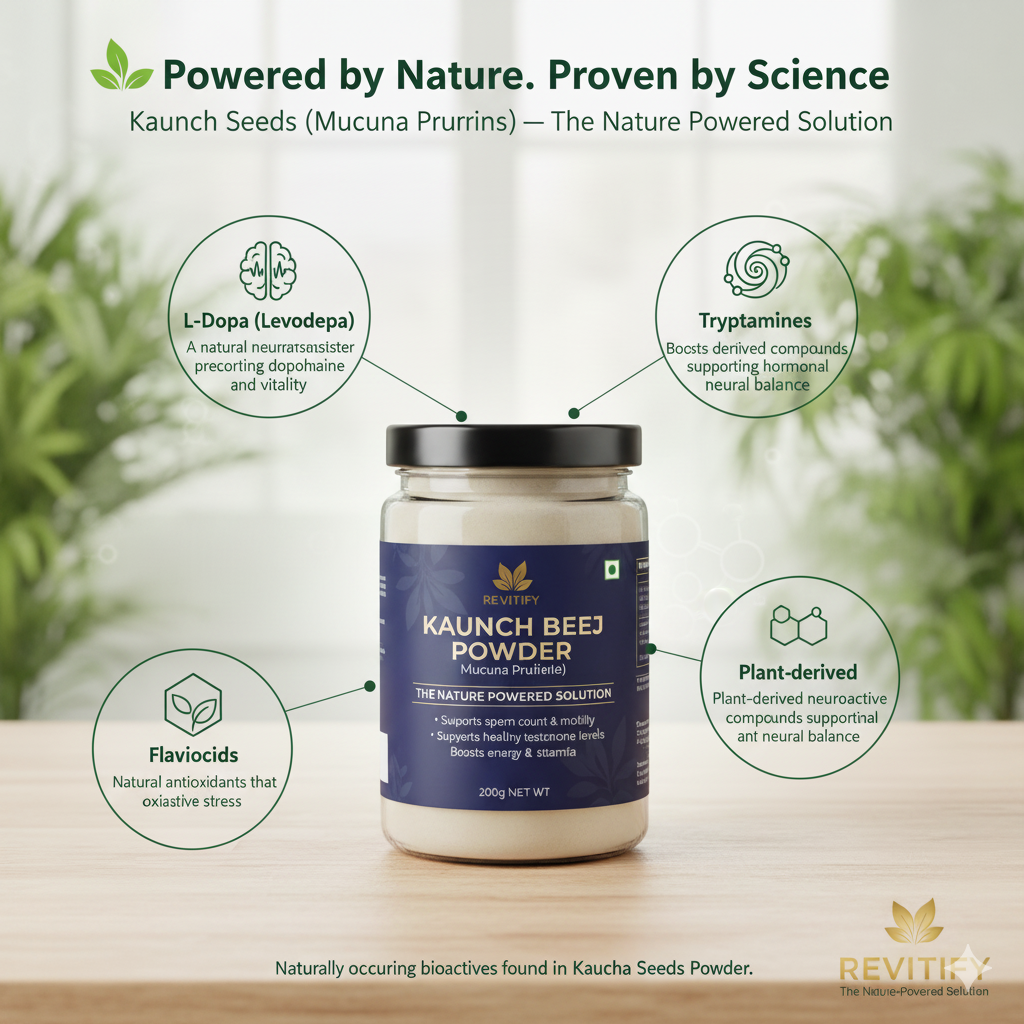 REVITIFY Kaunch Beej Powder (Mucuna Pruriens) | Natural Testosterone & Fertility Booster for Men | Supports Sperm Health, Energy & Mood | 100% Pure & Vegan (200g)