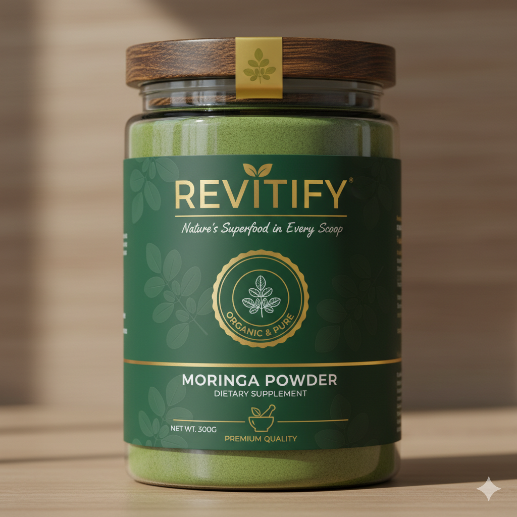 Revitify Moringa Leaf Powder – Natural Superfood to Beat Weakness, Boost Energy, Build Stamina & Support Immunity (200g)