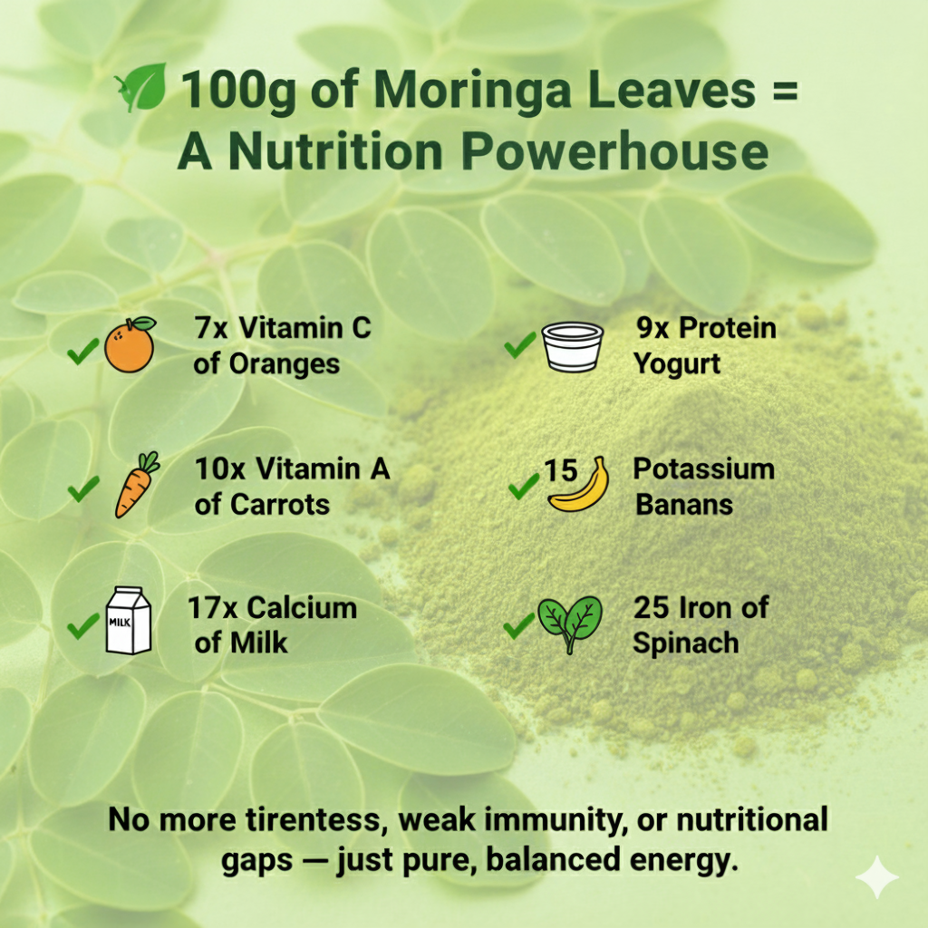 Revitify Moringa Leaf Powder – Natural Superfood to Beat Weakness, Boost Energy, Build Stamina & Support Immunity (200g)